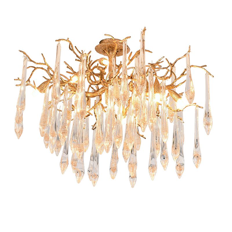  copper and gold powder crystal ceiling lamp