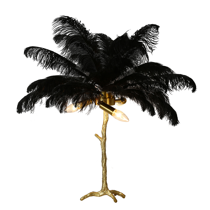 Ostrich feather table lamp