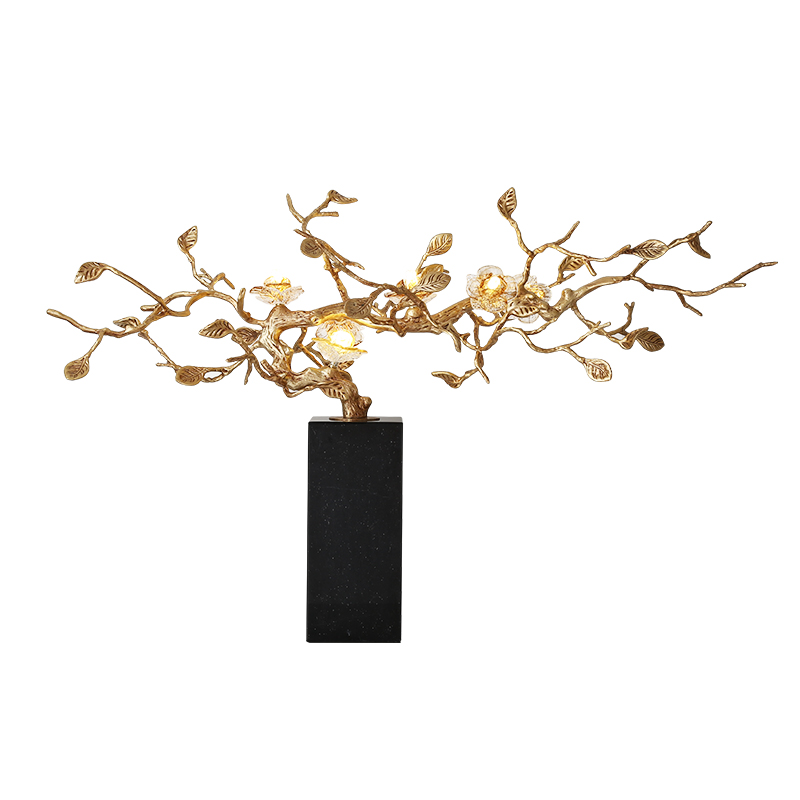 Copper and glazed flower table lamp