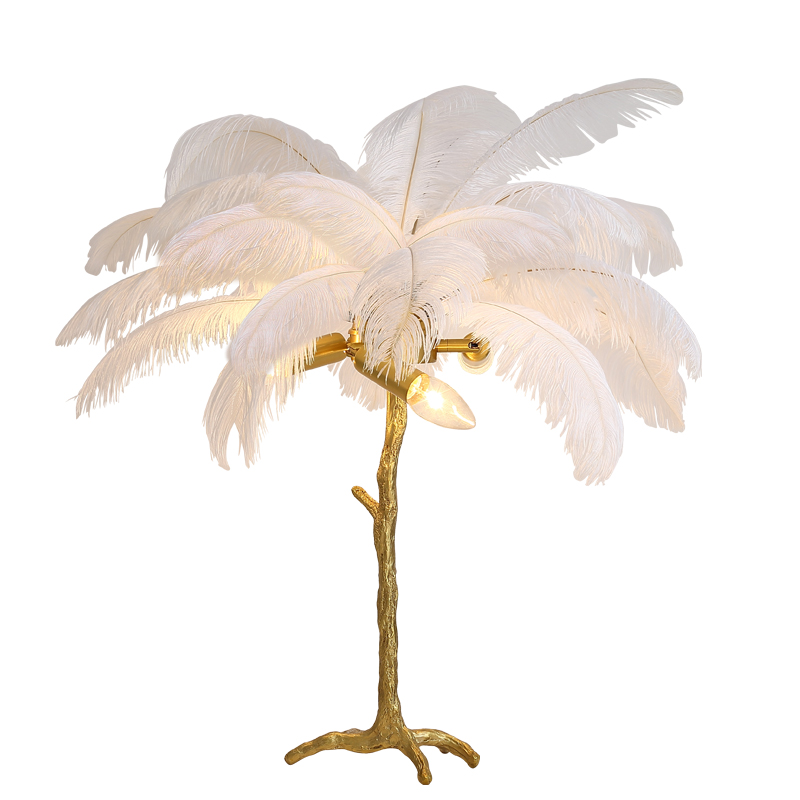 Ostrich feather table lamp