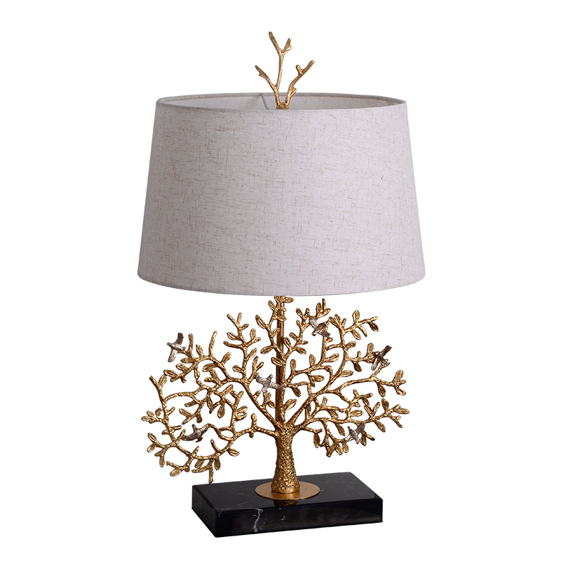  copper branch and cloth table lamp