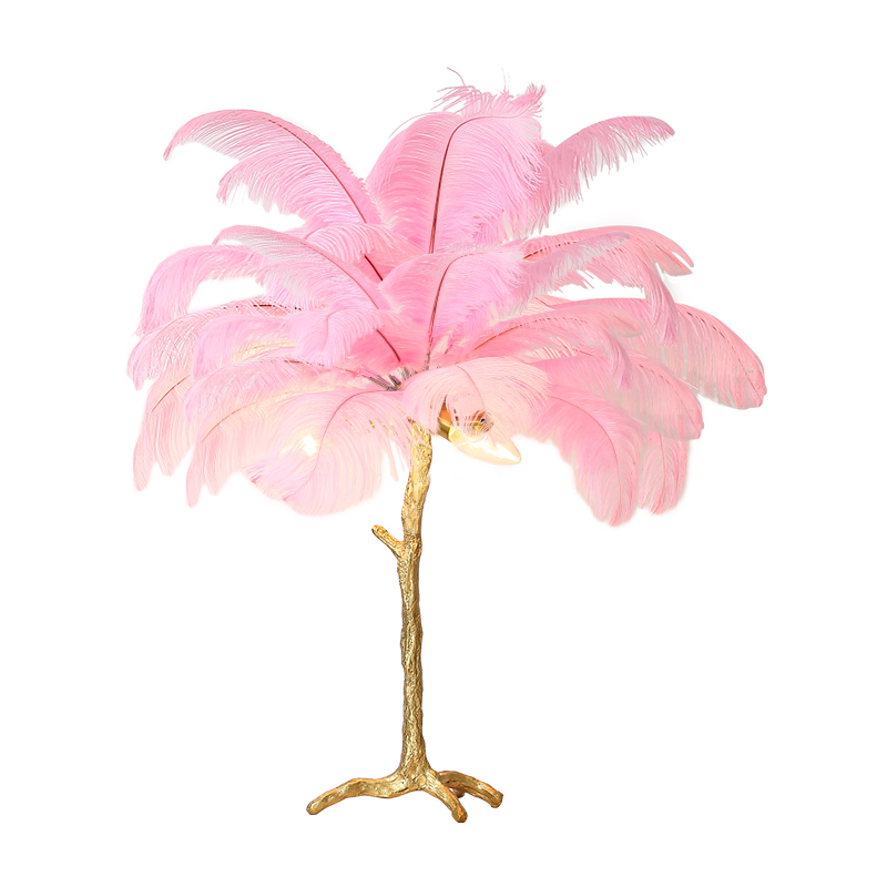 Ostrich feather table lamp