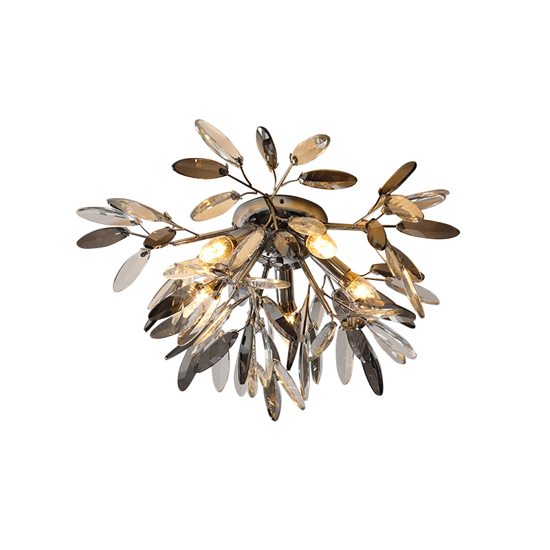 Smoke gray crystal ceiling lamp